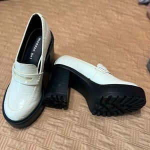White faux leather loafers. Size 7